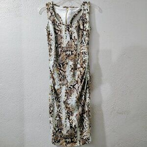 CACHE -XS-DRESS BROWS SNAKE LIGHT BLUE TONES MIDI SMALL